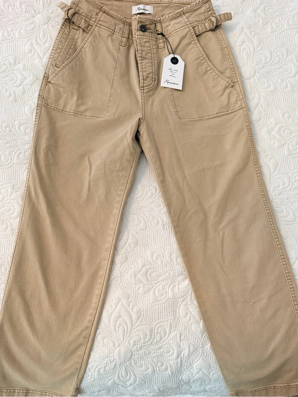 NWT Rowan Jalen Casual Straight Leg Cropped Pants in Sand Dune